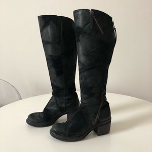 Suede Knee High Motto Boots